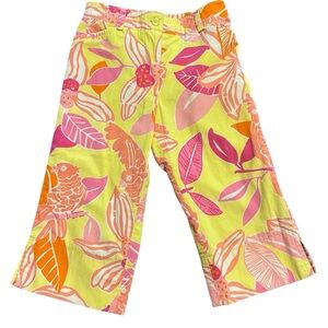 Lilly Pulitzer Vintage White Label Girls Yellow Pants 5 Birds